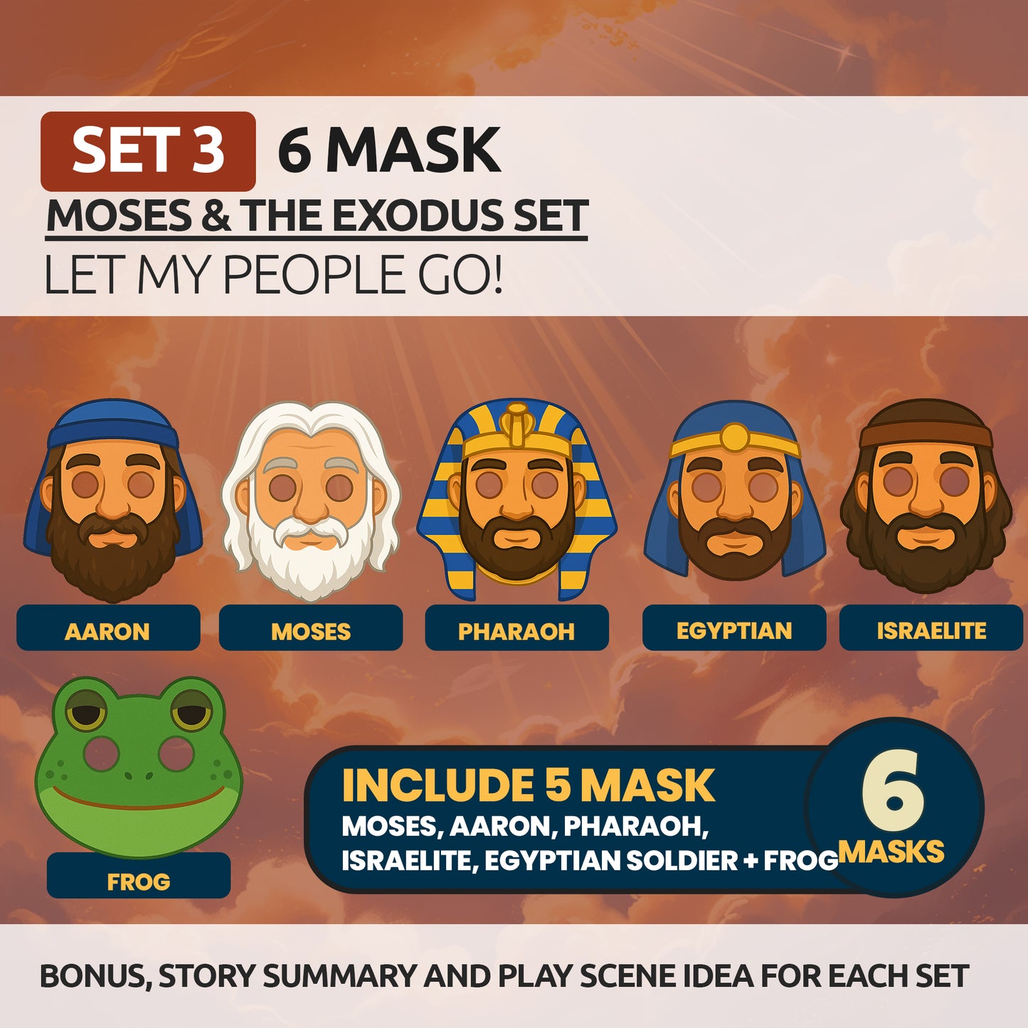 Printable Bible Character Masks Set: Sunday School Homeschool Activity (PDF Download)