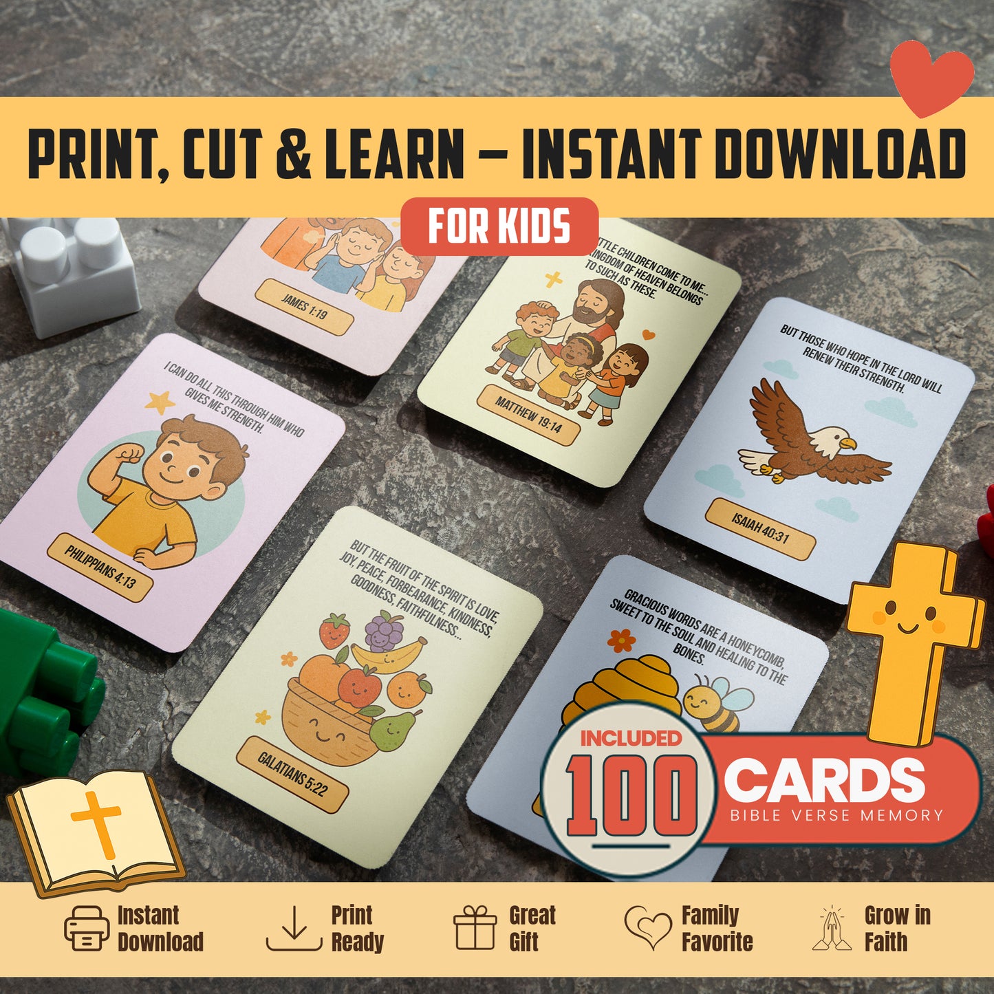 Printable Bible Verse Cards for Kids: Scripture Learning Activity