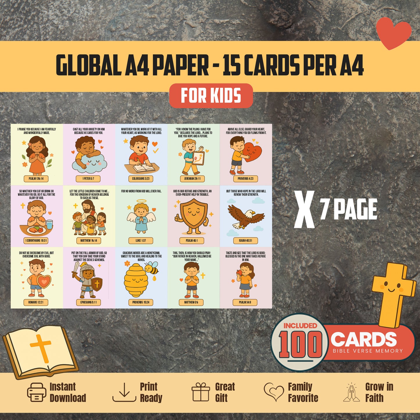Printable Bible Verse Cards for Kids: Scripture Learning Activity