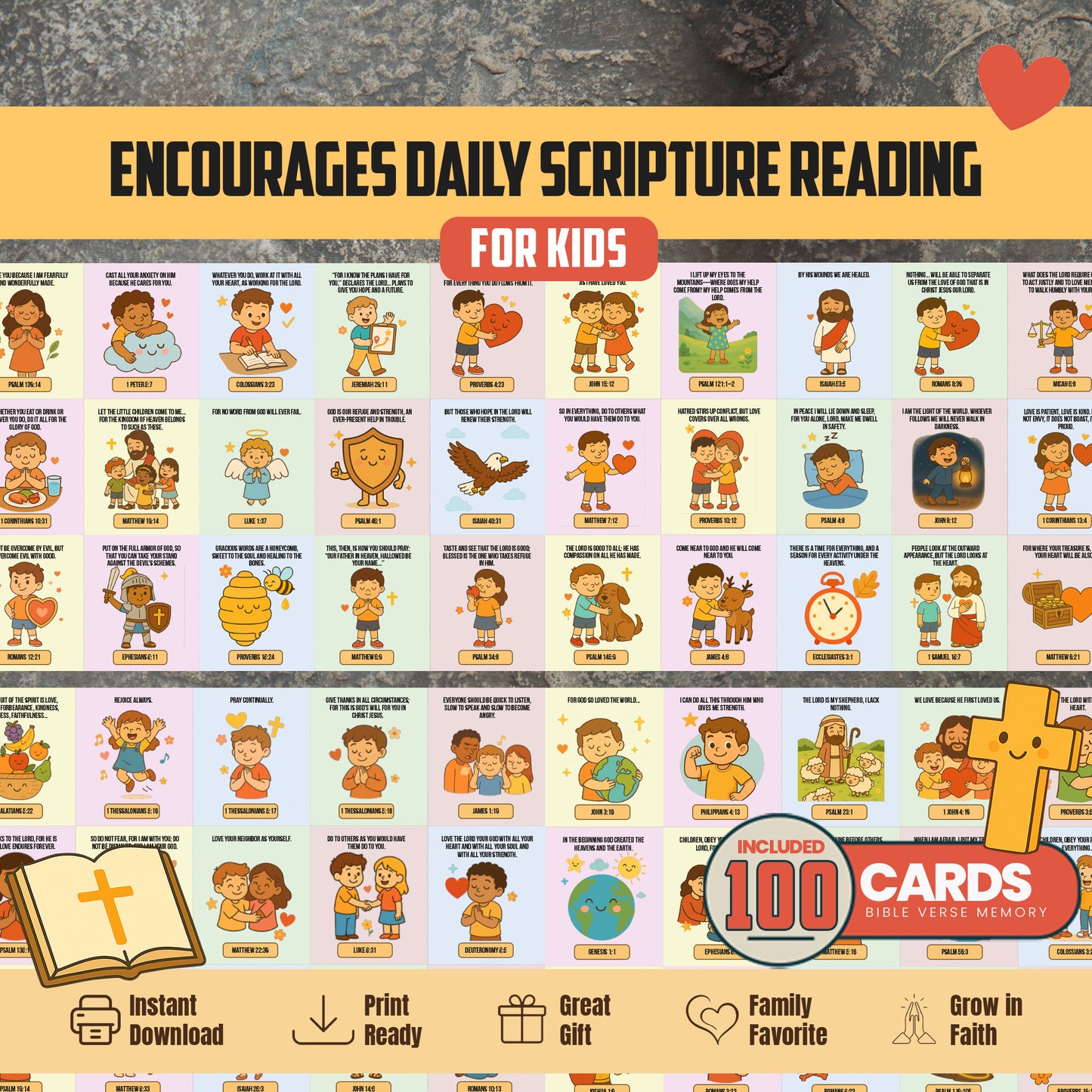 Printable Bible Verse Cards for Kids: Scripture Learning Activity