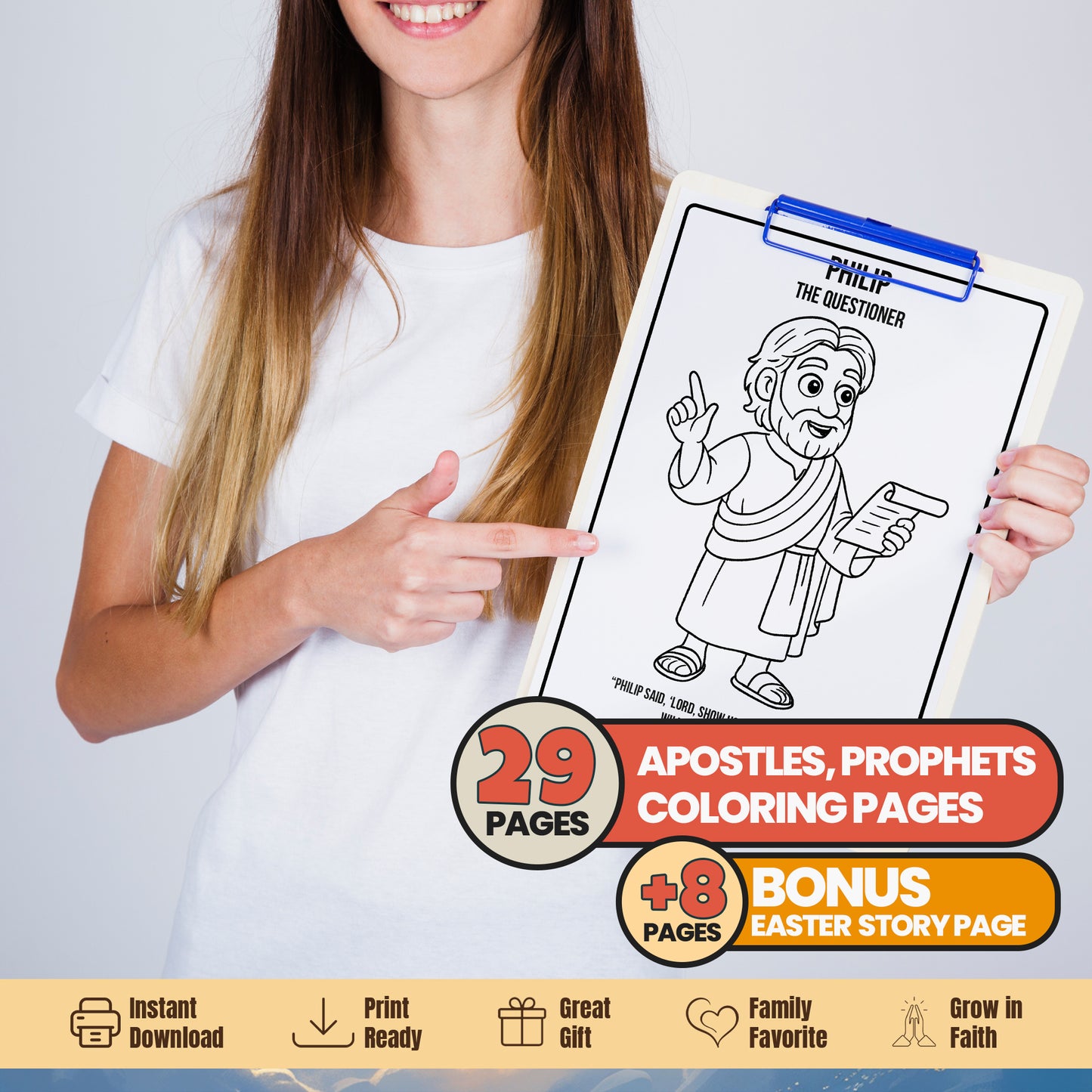 Bible Prophets & Apostles Coloring Book: Christian Activity, Easter Story Bonus (PDF Pattern)