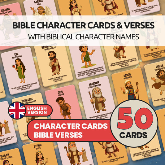 Bible Character Cards for Kids – Printable Christian Flashcards with Verses | Faith Learning Tool