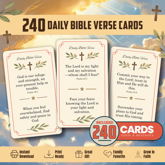240 Bible Verse Cards: Christian Inspiration, Women's Ministry (PDF)