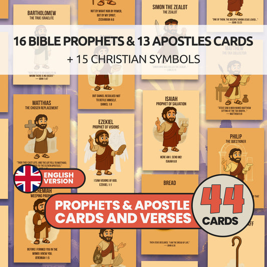 Bible Flashcards: Prophets, Apostles & Christian Symbols - Sunday School