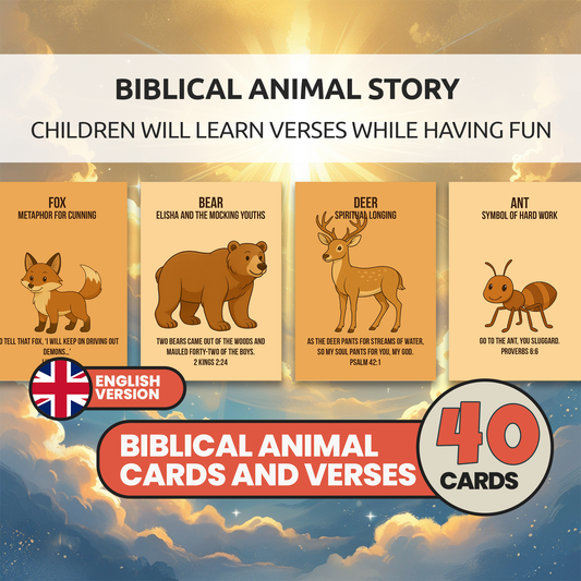 Bible Animals Flashcards for Kids: Sunday School Homeschool Printable