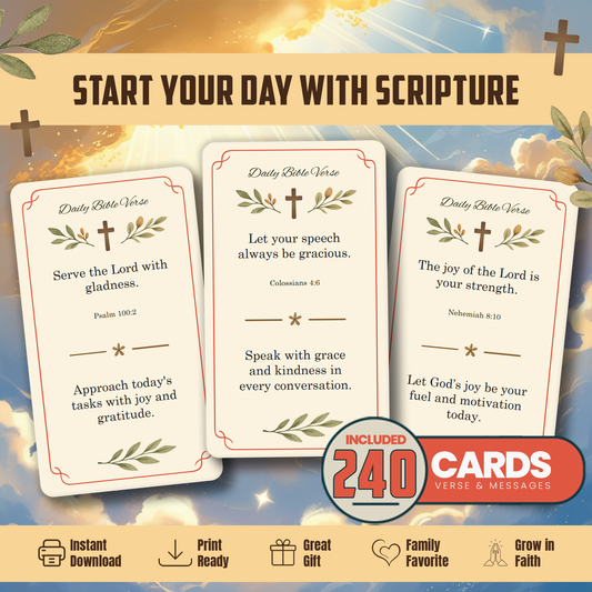 240 Bible Verse Cards: Christian Inspiration, Women's Ministry (PDF)