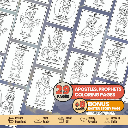 Bible Prophets & Apostles Coloring Book: Christian Activity, Easter Story Bonus (PDF Pattern)
