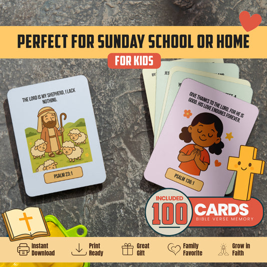 Printable Bible Verse Cards for Kids: Scripture Learning Activity