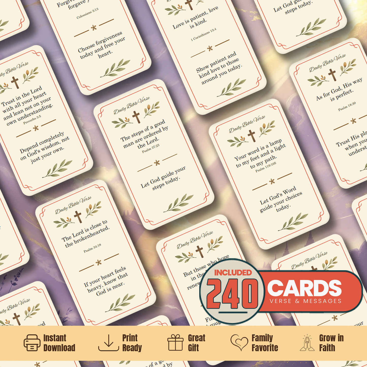 240 Bible Verse Cards: Christian Inspiration, Women's Ministry (PDF)