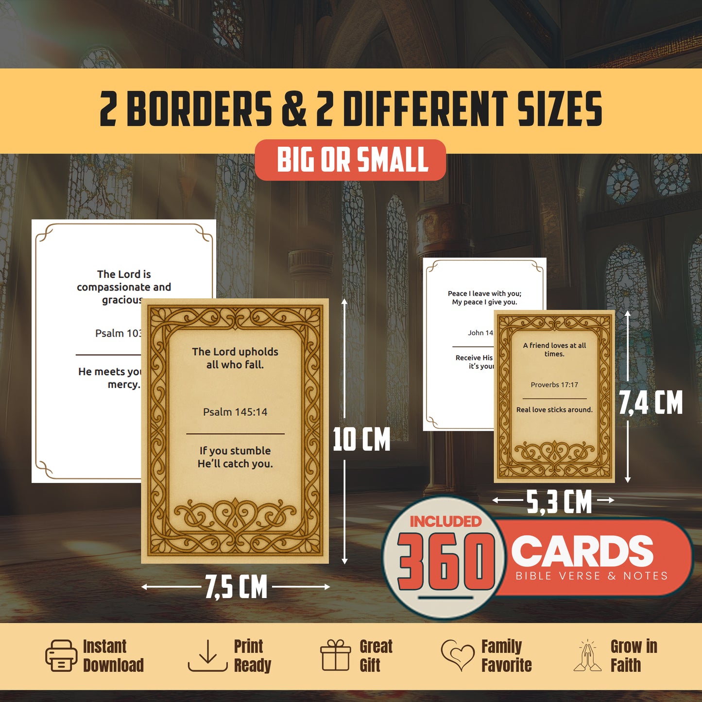 Printable Bible Verse Cards: Daily Life Notes, Christian Scripture