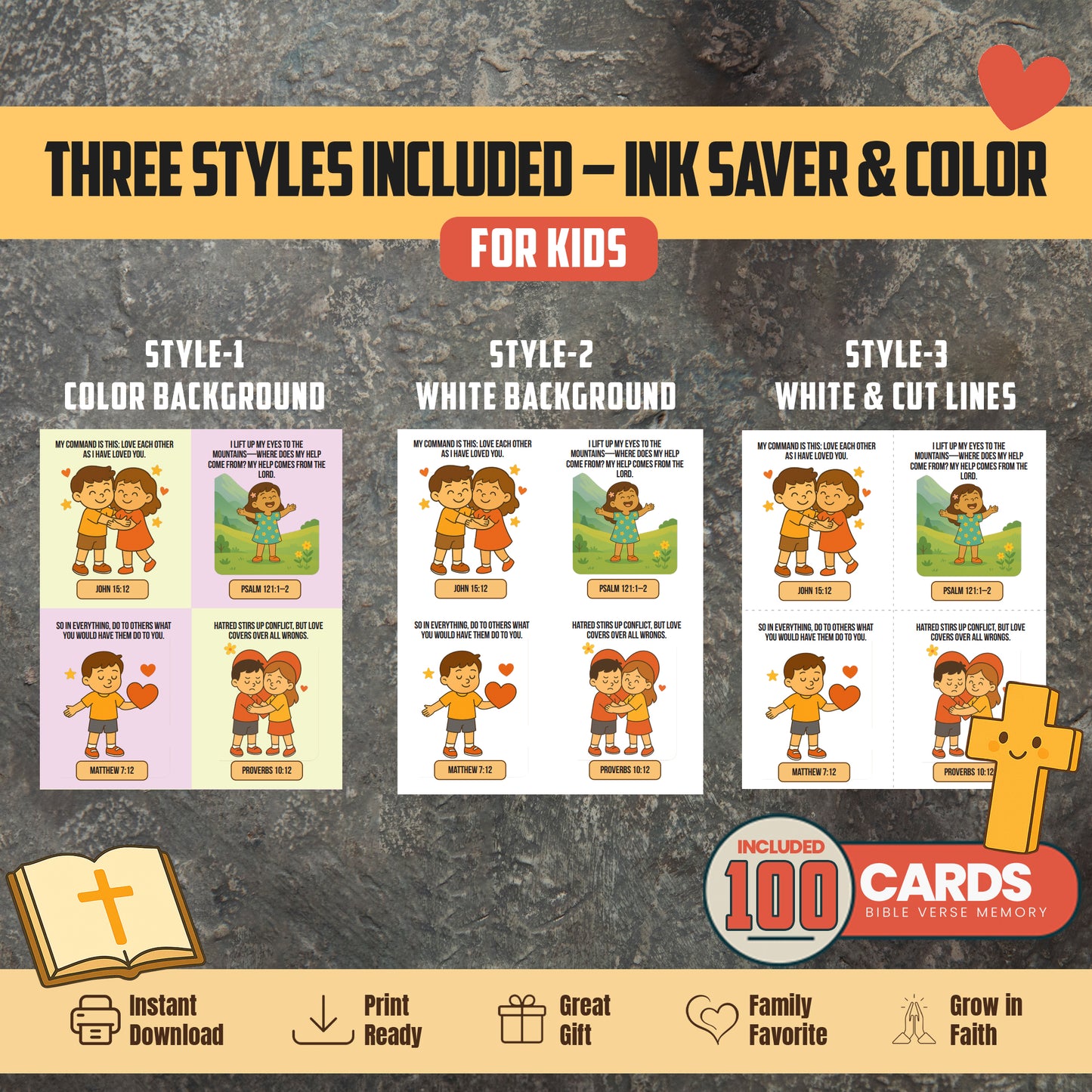 Printable Bible Verse Cards for Kids: Scripture Learning Activity