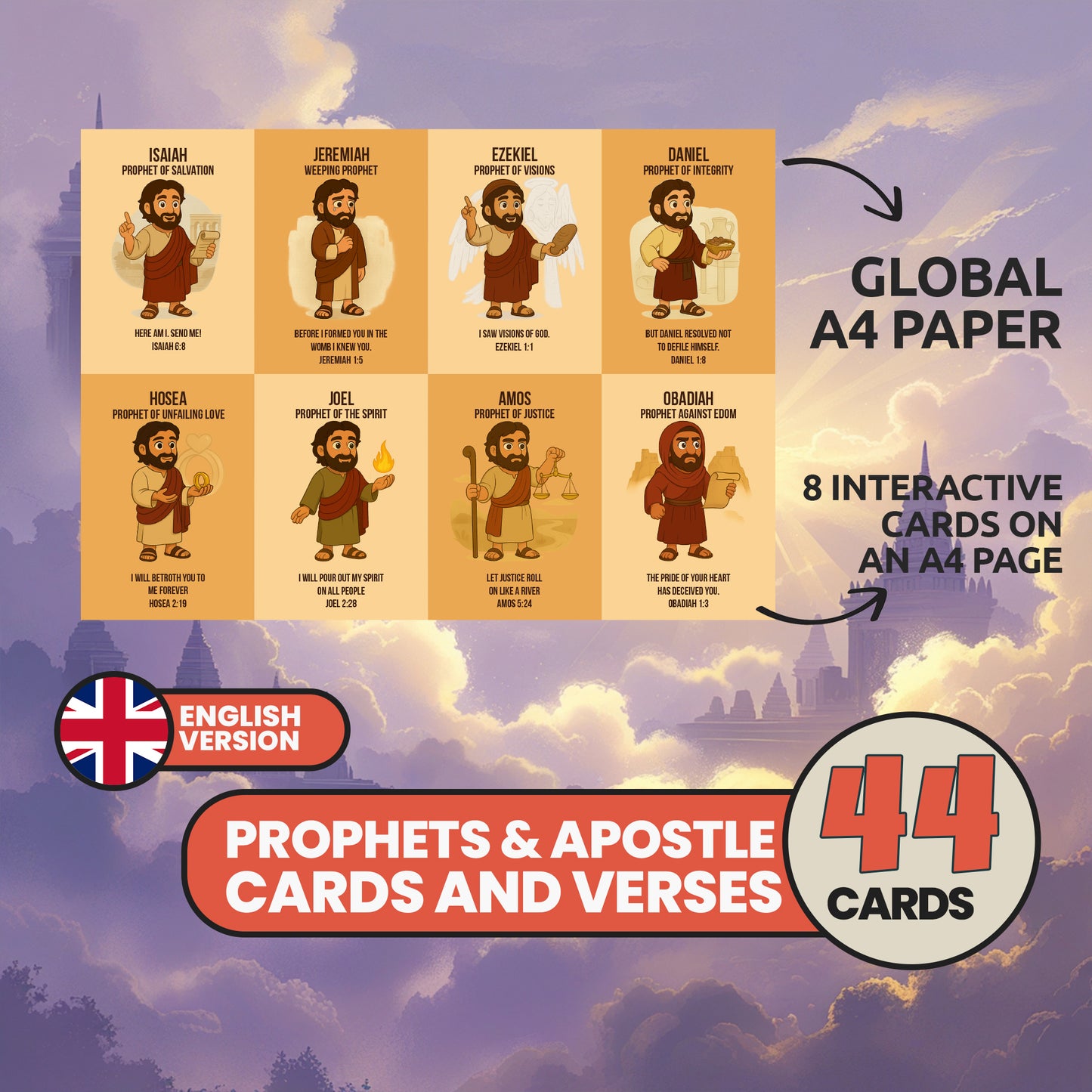 Bible Flashcards: Prophets, Apostles & Christian Symbols - Sunday School