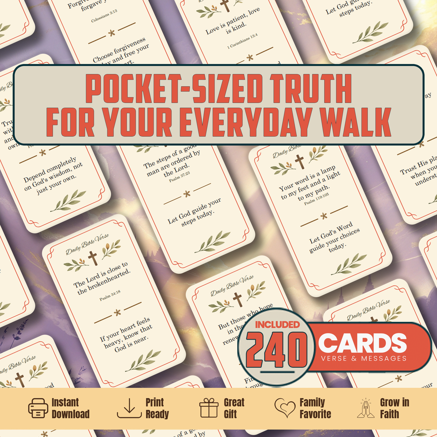 240 Bible Verse Cards: Christian Inspiration, Women's Ministry (PDF)