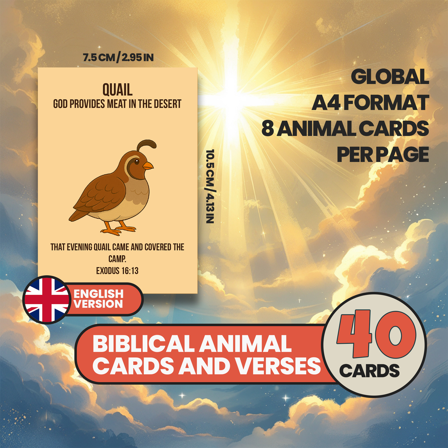 Bible Animals Flashcards for Kids: Sunday School Homeschool Printable