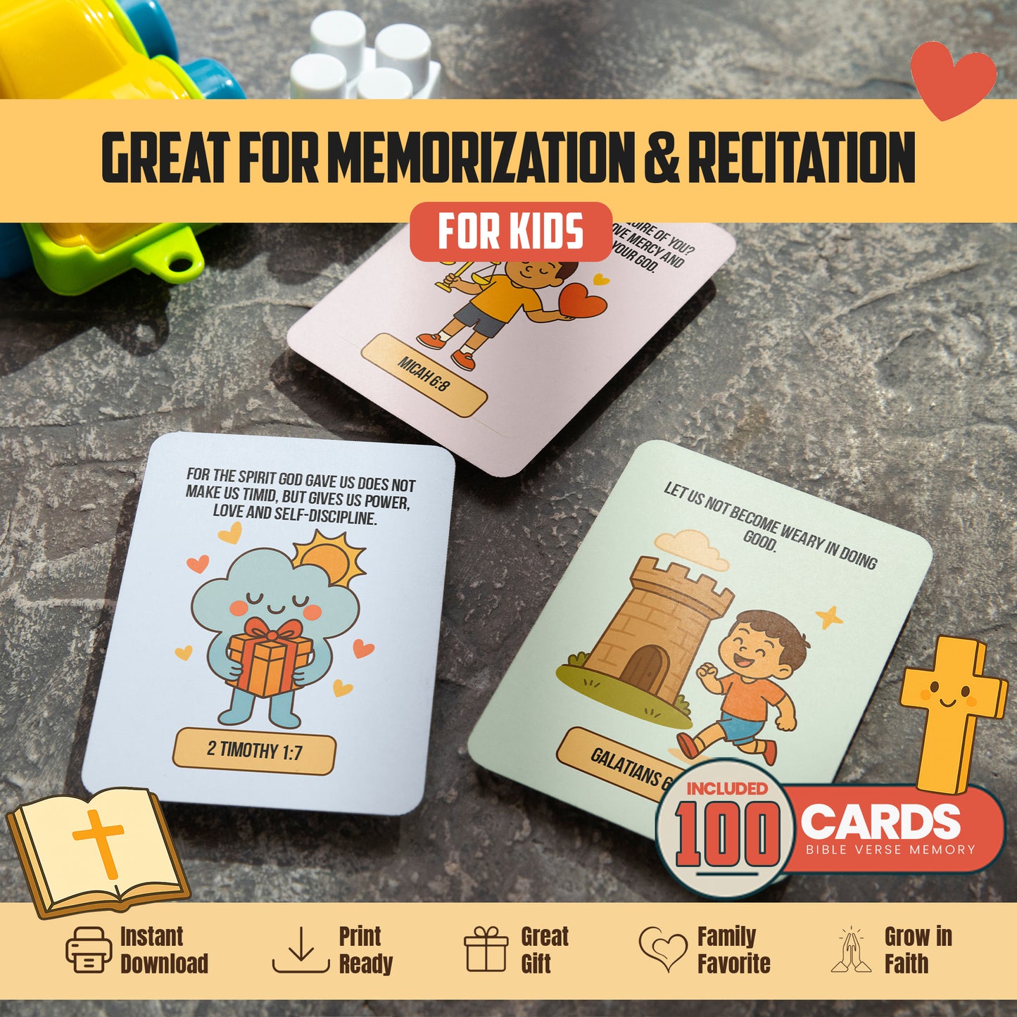 Printable Bible Verse Cards for Kids: Scripture Learning Activity