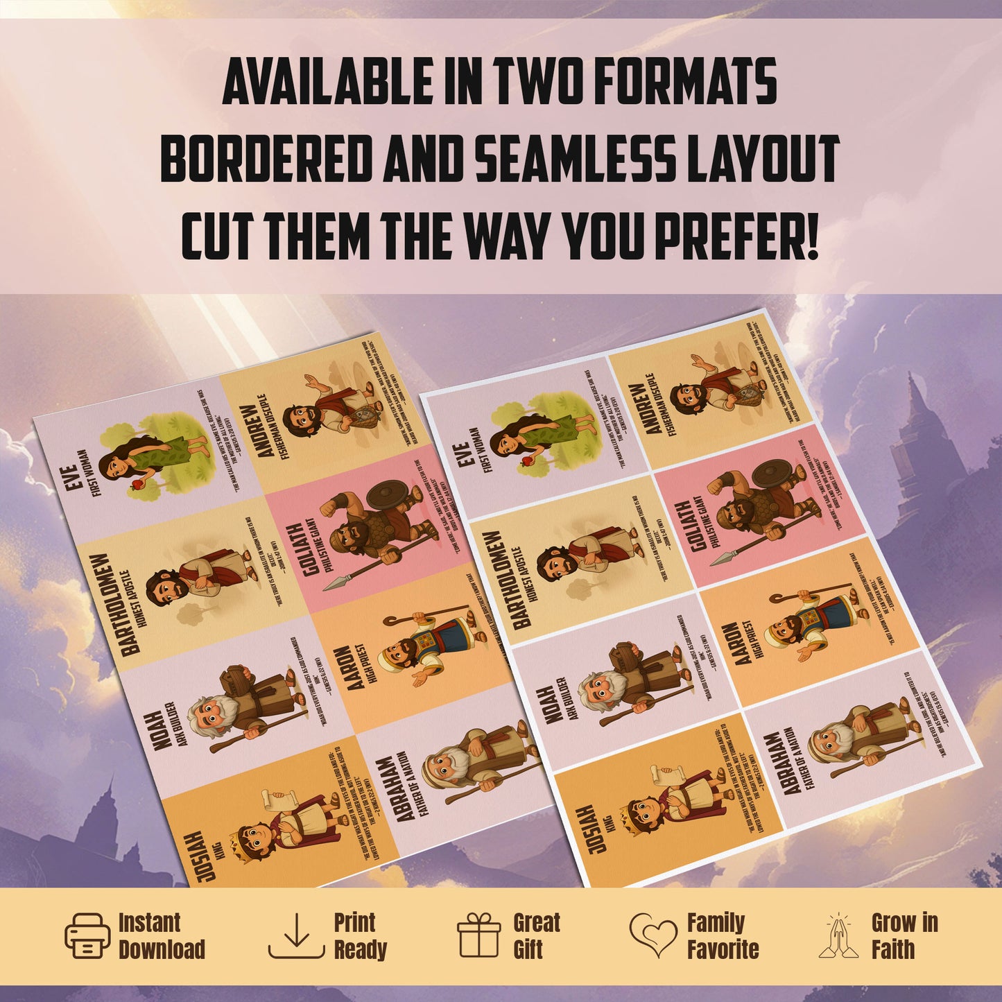 Bible Character Cards for Kids – Printable Christian Flashcards with Verses | Faith Learning Tool